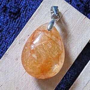 🧡 Rusty GOLD RUTiLE BraziLian iNCLUSiON Quartz ✨CrystaL tear drop ✨Pendant ONLY
